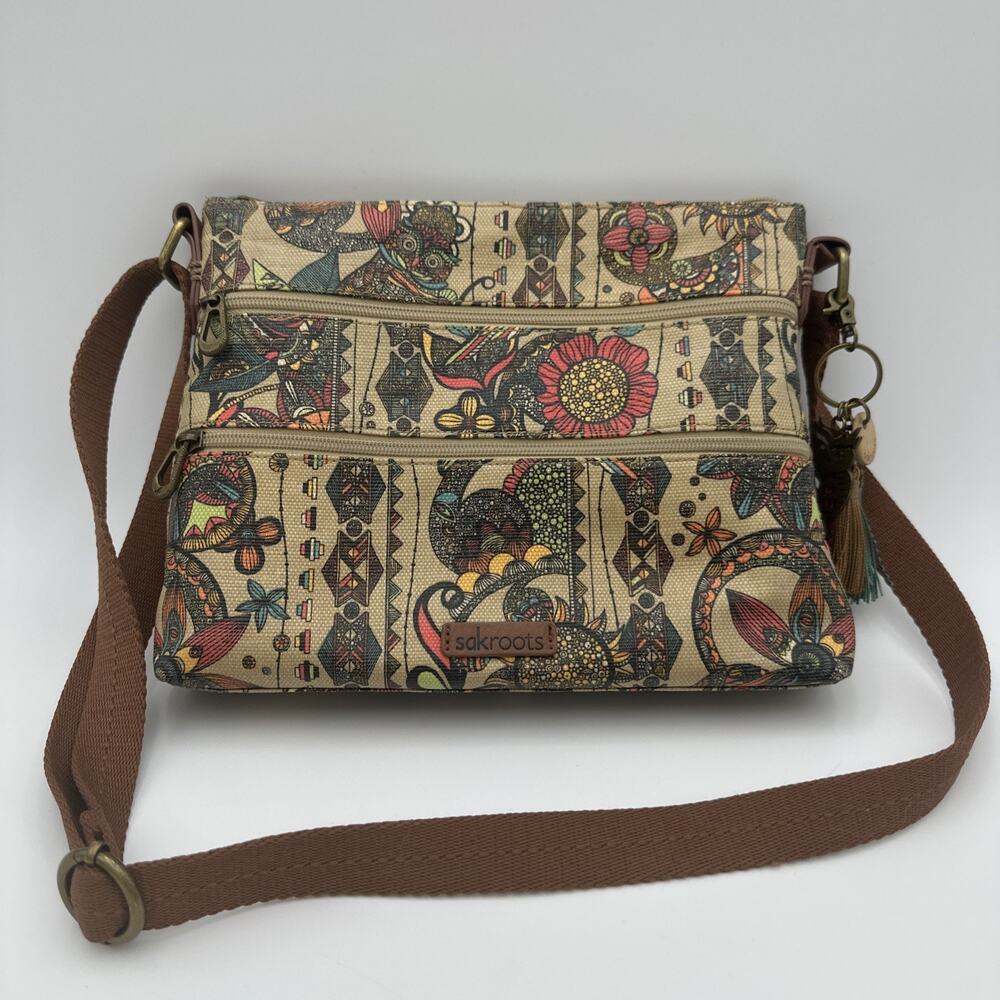 Sakroots Crossbody Boho Owl Purse W/ Charm